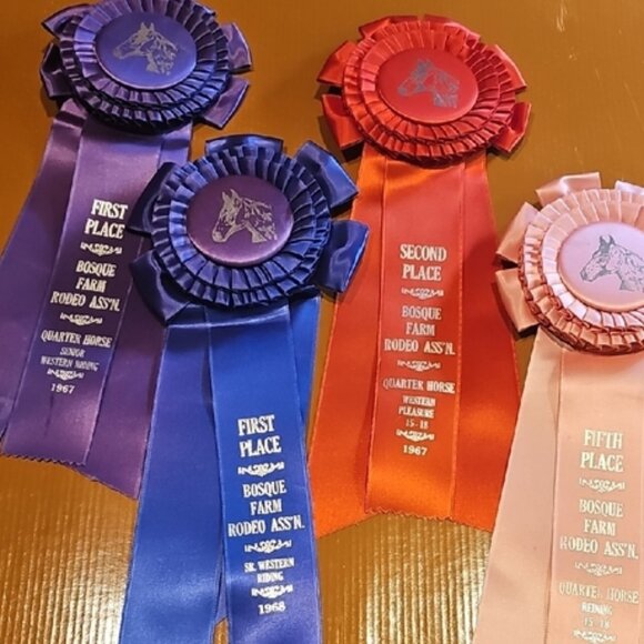 4 Vintage original 1967 1968 Horse Show Rosettes Bosque Farms Rodeo Ass'n - Picture 15 of 15